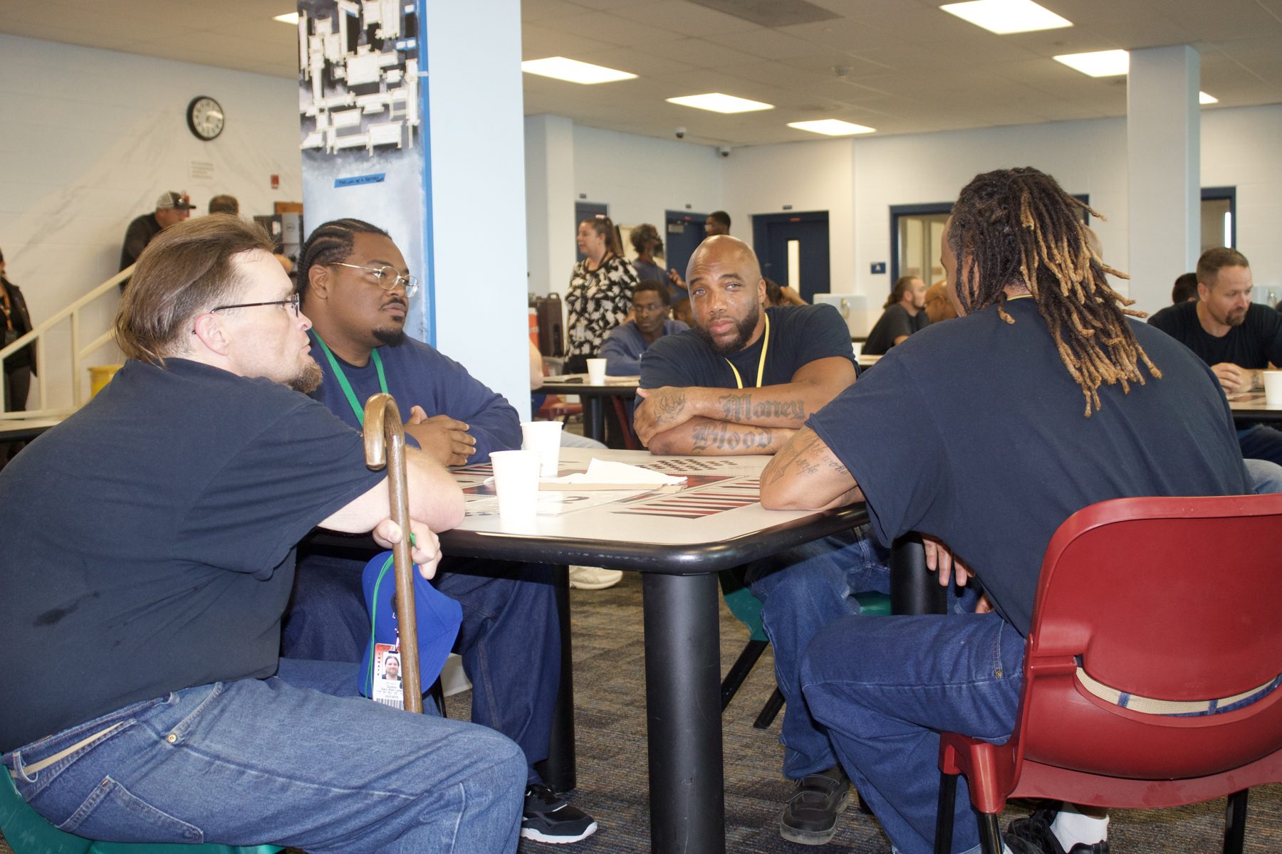 Participants working through Mindset Mastery exercises at tables